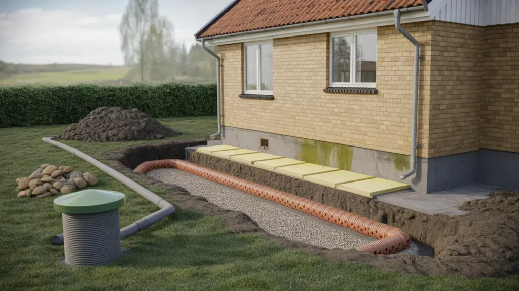 dr nering runt husgrund och ny dagvattenanslutning i borgeby bjarred